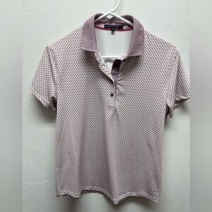 Greyson Pink and Purple Wolf Patterned Polo Shirt - size M